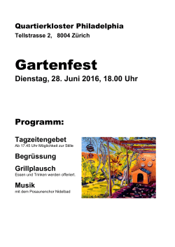 Gartenfest - Quartierkloster Philadelphia