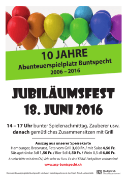 Jubiläumsfest 18. Juni 2016 - Abenteuerspielplatz Buntspecht