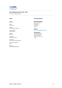 dipl. Pflegefachperson HF 60 - 80%