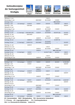 Gottesdienstplan der Seelsorgeeinheit Strohgäu
