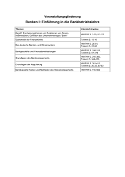 Banken I: Einführung in die Bankbetriebslehre