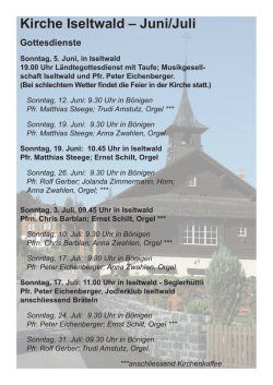 Gottesdienste Iseltwald Juni - Juli 2016
