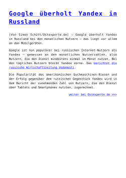 Google &uuml;berholt Yandex in Russland