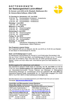 GOTTESDIENSTE der Seelsorgeeinheit Lorch