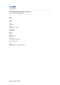Dipl. Pflegefachperson HF 60% - 80% m/w