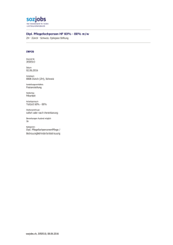 Dipl. Pflegefachperson HF 60% - 80% m/w