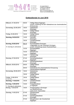 Gottesdienste im Juni 2016