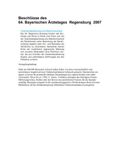 Beschlüsse des 64. Bayerischen Ärztetages Regensburg 2007
