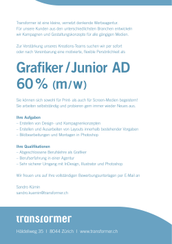 Grafiker / Junior AD 60% (m /w)