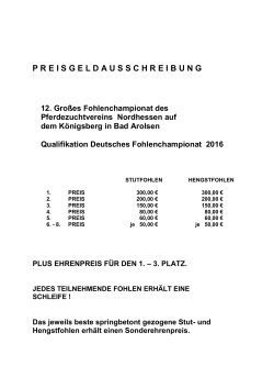 Preisgeldausschreibung 2016 - Pferdezuchtverein Nordhessen