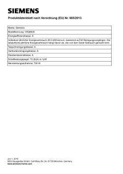 Produktdatenblatt nach Verordnung (EU) Nr. 665/2013