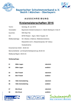 Ausschreibung - Bayerischer Schwimmverband