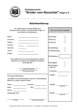 Beitrittserklärung - Schützenverein "Brüder v. Rauschtal" Anger eV