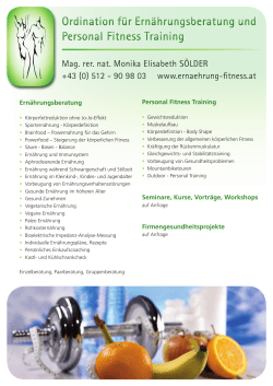 Personal Fitness Training Seminare, Kurse, Vorträge, Workshops