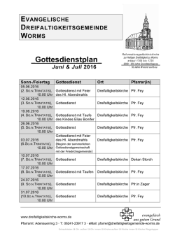 Gottesdienstplan - Dreifaltigkeitskirche Worms