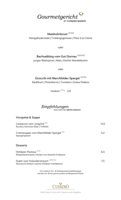 Gourmetmen&uuml;karte Mai 2016 Cuisino Baden