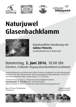 Naturkundliche Wanderung durch die Glasenbachklamm am 2. Juni