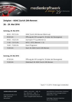 Zeitplan – ADAC Zurich 24h-Rennen