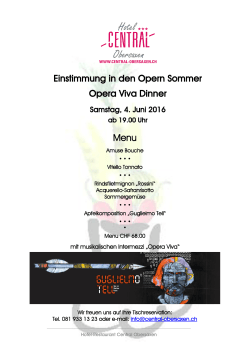 Einstimmung in den Opern Sommer Opera Viva Dinner Menu
