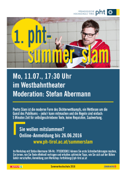 pht-summer slam 2016 - Pädagogische Hochschule Tirol