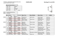 STARTLISTE Sonntag, 05. Juni 2016