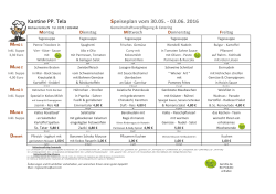 Kantine PP. Tela Speiseplan vom 30.05. - 03.06. 2016