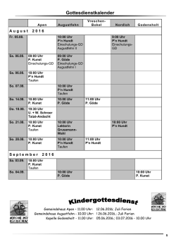 Gottesdienstkalender