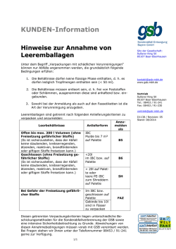 Hinweise zur Annahme von Leeremballagen