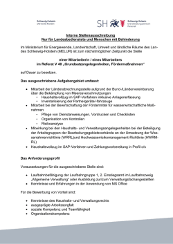 Interne Stellenausschreibung Nur f&uuml;r Landesbedienstete und