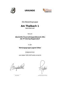 Urkunde Am Thalbach 1 - FjLA Silber 505 - Wels-Land