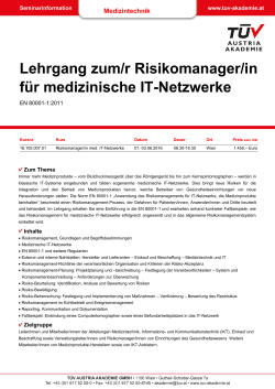 Lehrgang zum/r Risikomanager/in für medizinische IT