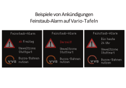 Grafik: Beispiele von Ank&uuml;ndigungen Feinstaub