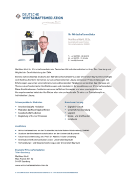 Ihr Wirtschaftsmediator Matthias Härtl, B.Sc.