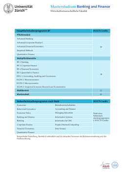Masterstudium Banking and Finance - Wirtschaftswissenschaftliche