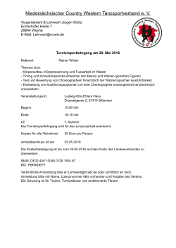 29.5.2016 Turniersportlehrgang Walzer in Sittensen ACHTUNG