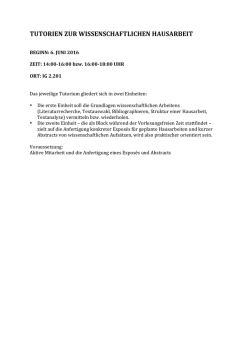 TUTORIEN ZUR WISSENSCHAFTLICHEN HAUSARBEIT