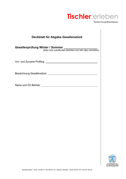 Deckblatt für die Genehmigungsunterlagen/Gesellenstück