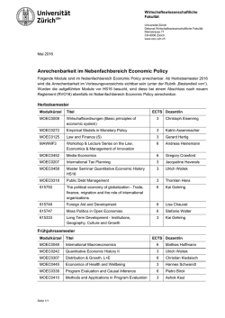 Economic Policy  - Wirtschaftswissenschaftliche Fakult&auml;t