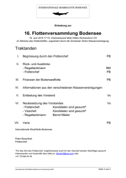 Einladung / Traktanden - Schweizerische Shark Klassenvereinigung
