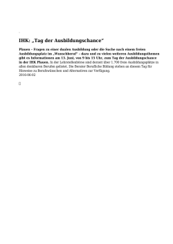 IHK: &bdquo;Tag der Ausbildungschance&ldquo; - Vogtland