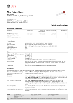 Termsheet vom Emissionstag