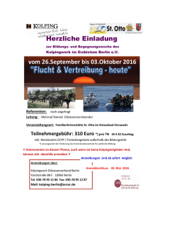 vom 26.September bis 03.Oktober 2016 Herzliche Einladung