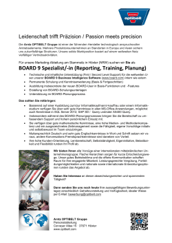 BOARD 9 Spezialist/-in (Reporting, Training, Planung)