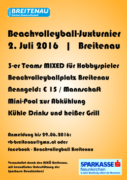 Beachvolleyball-Juxturnier 2. Juli 2016 | Breitenau