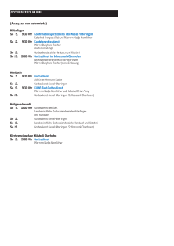 GOTTESDIENSTE IM JUNI - Kirchgemeinde Hilterfingen