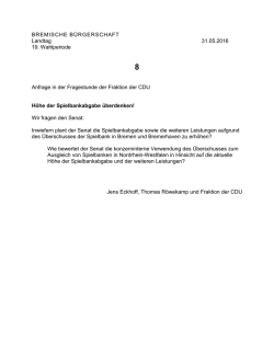 H&ouml;he der Spielbankabgabe &uuml;berdenken!
