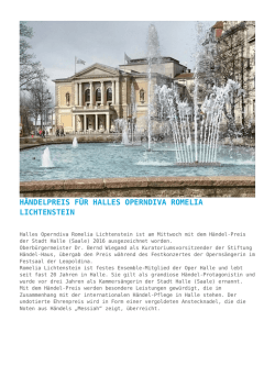 H&auml;ndelpreis f&uuml;r Halles Operndiva Romelia Lichtenstein