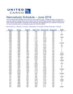 Narrowbody Schedule – June 2016