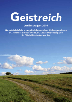 Juni bis August 2016 - Kirchengemeinde Schwanewede