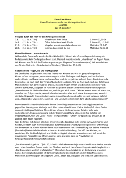 Juli 2016 Ist das gerecht! - Kindergottesdienst in der Nordkirche
